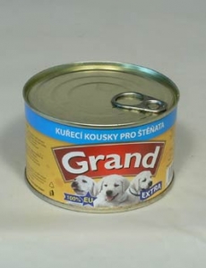 GRAND konzerva štěně Extra kuř.kousky 405g