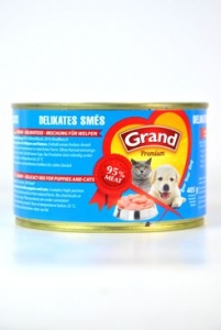 GRAND konzerva štěně,kočka Delikates mas.směs 405g