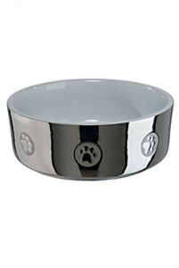 Miska keramická pes stříbrná s tlapkou 0,3l 12cm 