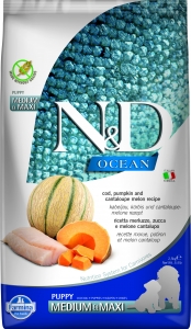 N&D OCEAN DOG Puppy M/L Codfish & Pumpkin& Melon 2,5kg