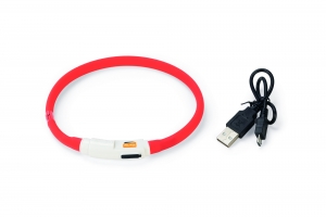 Obojek USB Visio Light 35cm červený KAR