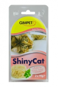Gimpet kočka konzerva ShinyCat  kuře/krab 2x70g
