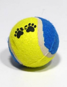 Hračka pes Míč tenisový barevný  s tlapkou 6,5cm 